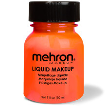 Mehron Makeup Liquid Makeup | Ansiktsfrg och kroppsfrg perfekt fr Halloween Cosplay I Air Brush Compatible Body Paint (1 oz) (Glow Orange)