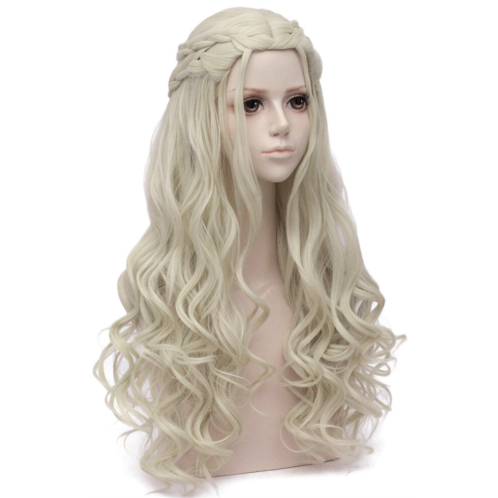 Mersi Unisex Blonde Wigs For Women Costume Wig Long Braided Hair Wigs For Party Halloween With Wig Cap (Blonde) S039g