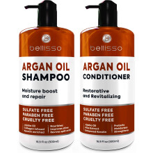 Moroccan Argan Oil Shampoo and Conditioner Set - Sulfate Free with No Parabens - Botanicals for Women and Men - Professional Moisturizing Anti F
