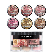 Mia Secret farbige Acryl-Nagelkunst-Puder-Kollektion – Roségold, 6 Stück