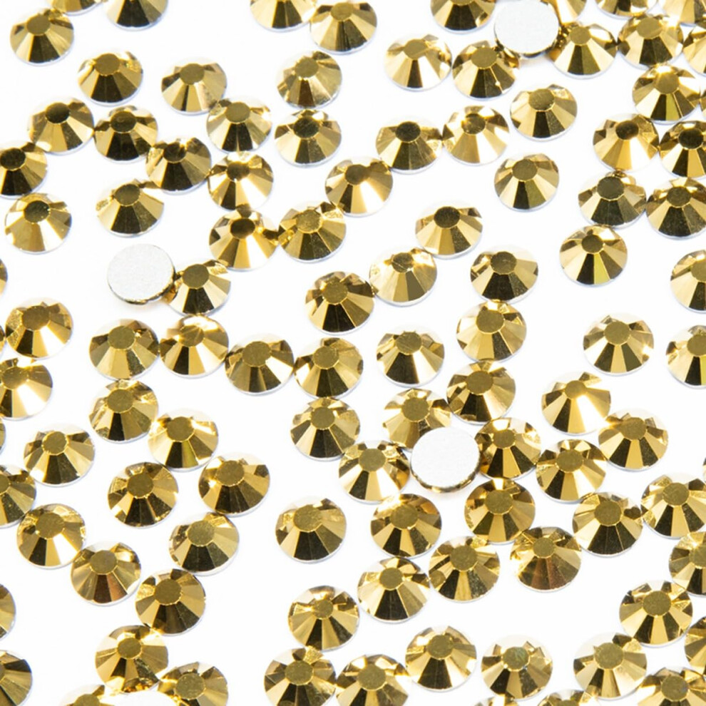 Qiipii Gold Metallic Nail Rhinestones Flatback 1440Pcs Ss16 4.0Mm K9 Glass Nail Stones Bulk Mine Nail Art Nail Charms Round Gems Beads Diamonds Jewels G