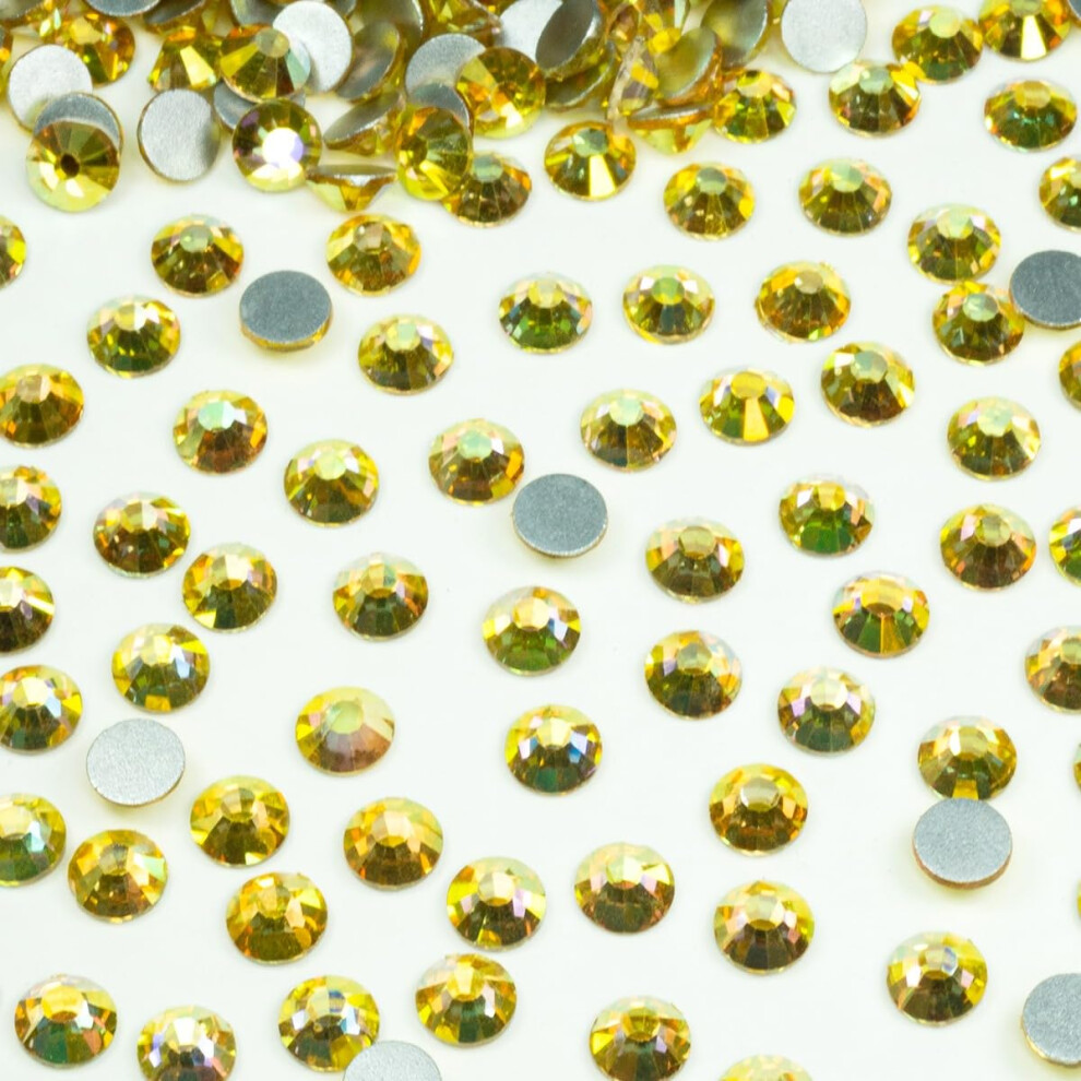 Qiipii Golden Metallic Sunshine Nail Rhinestones 1440Pcs Ss16 Bulk Sunshine Nail Art Round Crystals K9 Glass Flatback Gems Beads Stones Diamonds Gluefix For