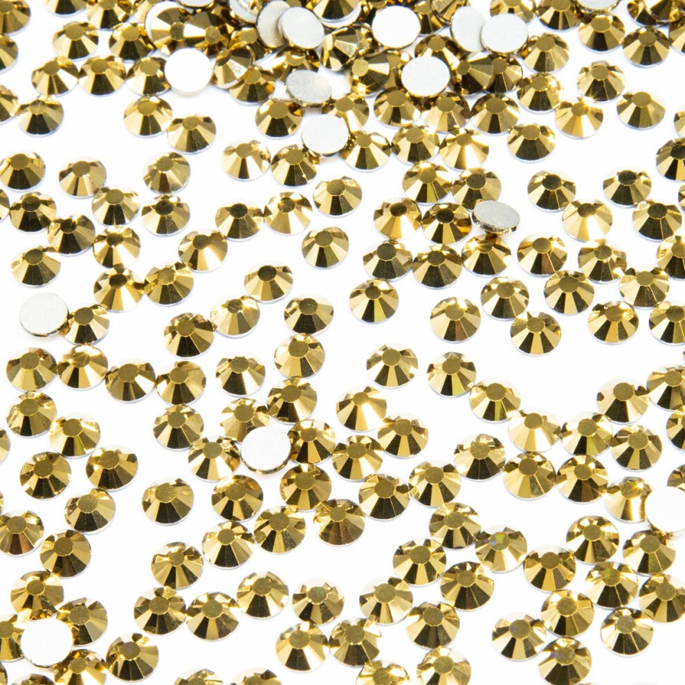 Qiipii Gold Metallic Nail Rhinestones Flatback 2880Pcs Ss10 2.8Mm K9 Glass Nail Stones Bulk Mine Nail Art Nail Charms Round Gems Beads Diamonds Jewels G