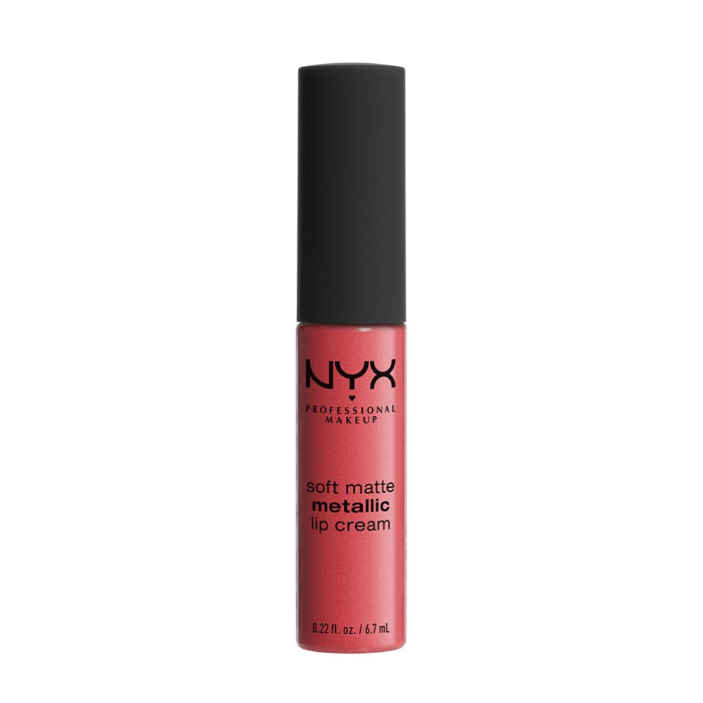 NYX PROFESSIONAL MAKEUP Soft Matte Metallic Lip Cream  Liquid Lipstick - Manila (Coral With Pink Undertone)