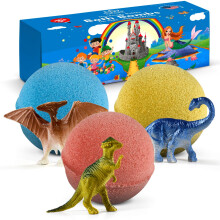 Bio-Dino-Badebomben fur Kinder zu OSTERN mit Dinosaurier-Uberraschung im Inneren     3 grosse Bio-Badebomben-Set mit Dino-Innenseite     tolles Sprude