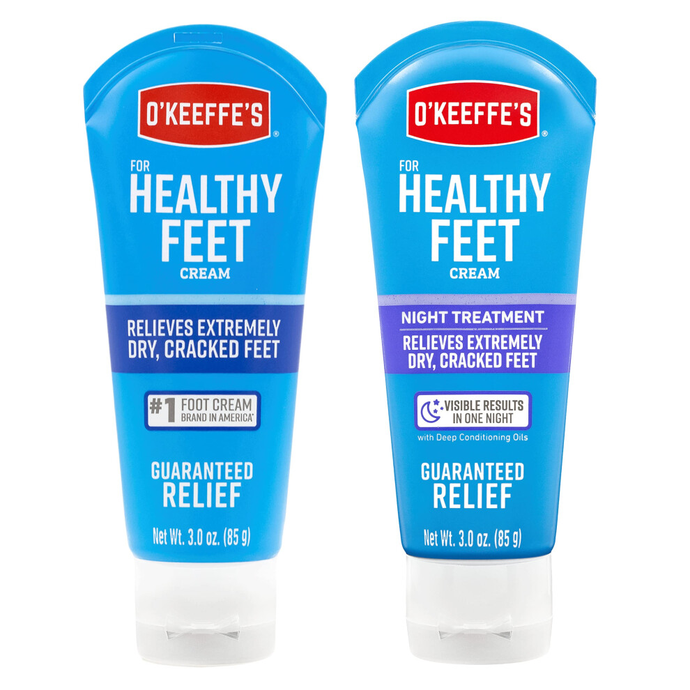 O'keeffe's For Healthy Feet Foot Cream; 3.0 Ounce Tube And For Healthy Feet Night Treatment Foot Cream; 3.0 Ounce Tube; Relieves Extremely