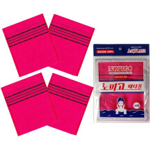 NOPIGO Korean Exfoliating Body Scrubber for Shower 4p(red) Asian Exfoliating Bath Washcloth for Dead Skin Bath Sponge