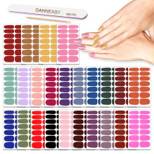 Nagellakstrips Effen Kleur DANNEASY 24 Vellen Zelfklevende Volledige Nagelstickers Nagellak Wraps Voor Vrouwen 1Pc Nagelvijl Cuticle Stick