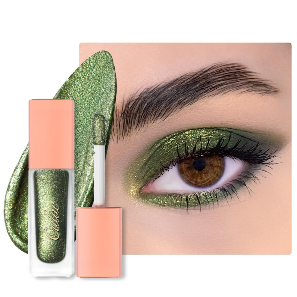 Oulac Ombretto Liquido Glitter Verde Chiaro-Eyeliner Liquido Metallico Brillanti| Trucco Liquido Glitterato per gli Occhi| Vegan& Cruelty-Free, 6.8g (20)-image