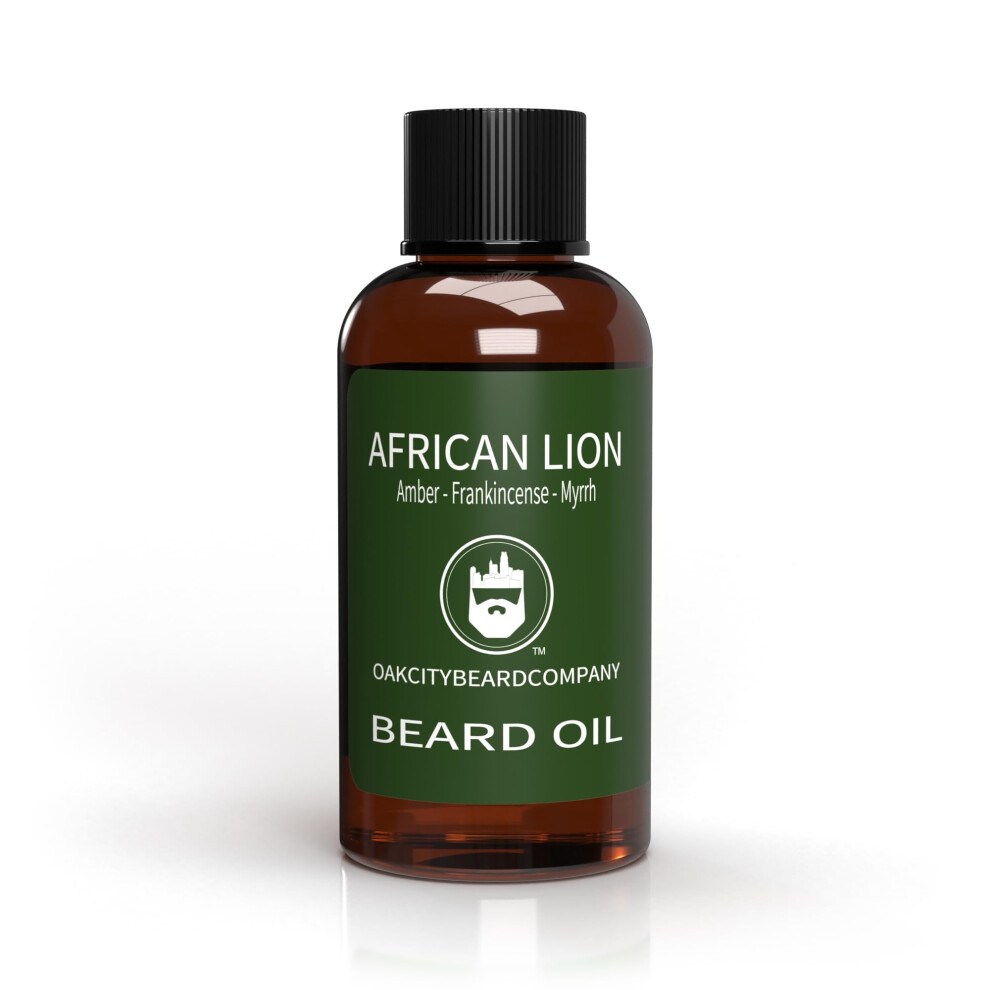 Oak City Beard Compa Amber Oakcitybeardco. - African Lion - 2 Ounce - Beard Oil - Beard Conditioner - Frankincense - Sandalwood