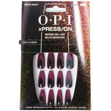 OPI xPRESS/ON Press On Nails Tot 14 dagen gel-achtige salon manicure Vegan duurzame verpakking Met nagellijm Lange zwarte tot magenta holografisc