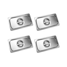 QWORK Stevig pannendeksel met handvat, 4 stuks roestvrijstalen stoomtafelpannenafdekking voor stoompannen van 1/3 formaat