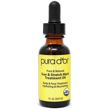 PURA D'OR Biologische litteken- en striaebehandelingsolie (1oz) voor de huid - Met rozenbottel Tarwekiemen Argan Tamanu Wortel Rozemarijn Lavendel Ge
