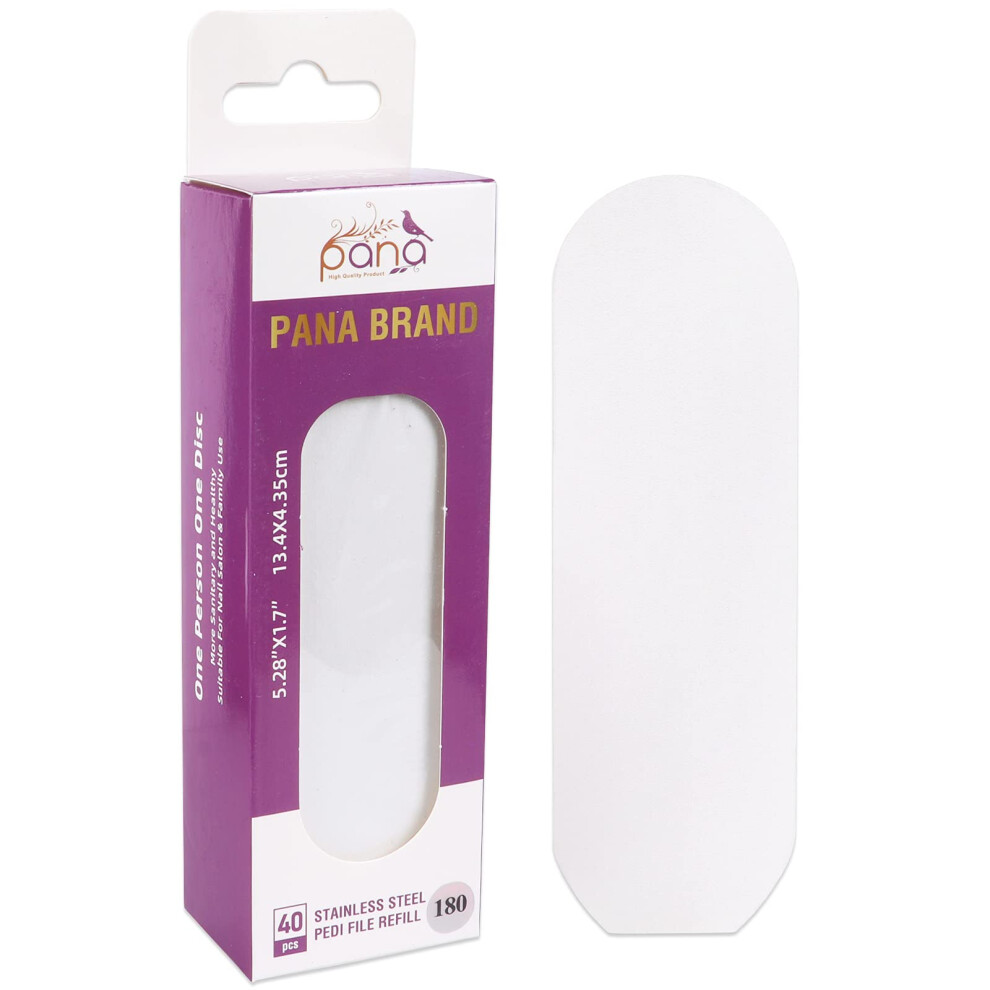 Pana 40 Stuks Grote Witte Navulling Voor Roestvrijstalen Voetvijl, Schuurvoetrasp - Easy Strip Peel Pedicure Navullingspads - Korrel 180-image