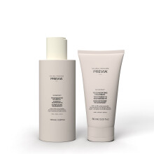 Previa Reconstruct Travel Kit - Regenererende shampoo (3,4 oz) en conditionerende behandeling voor beschadigd haar met witte truffel (2 oz)