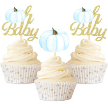 Pompoen Oh Baby Cupcake Toppers Herfst Pompoen Cupcake Prikkers Pompoen Thema Babyborrel Verjaardag Thanksgiving Halloween Party Taartversieringen Be