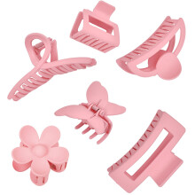 Pink Hair Clips 6 Pack Cute Hair Clips for Thin Thick Hair 1.85-4.5 Inch Matte Non Slip Jaw Clips Flower Banana Butterfly Claw Clips Hair Accessorie