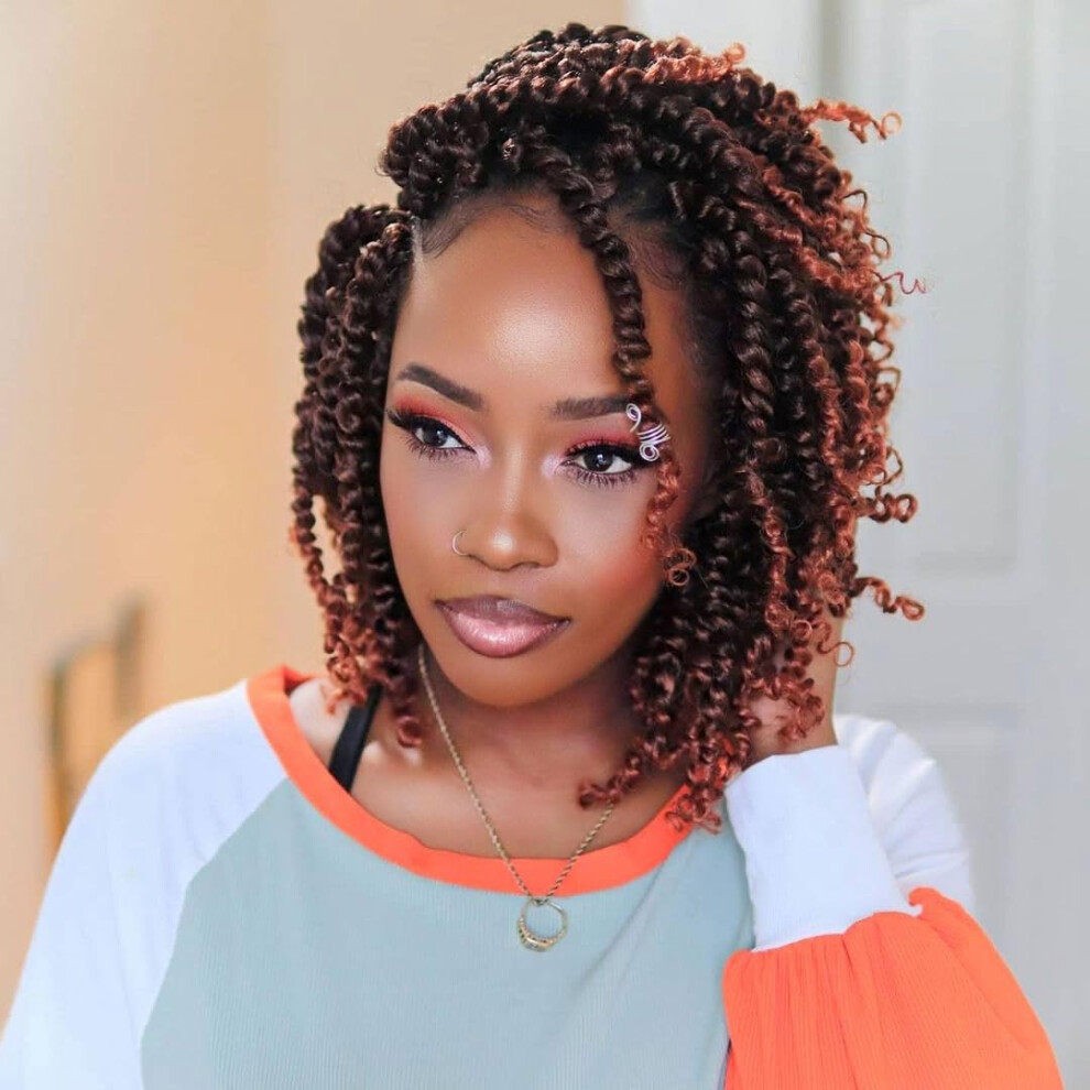 Ameli Passion Twist Crochet Hair 8Inch Passion Twist Hair 8 Packs Pre-Twisted Passion Twist Curly Crochet Hair For Black Women (T350-8Packs)
