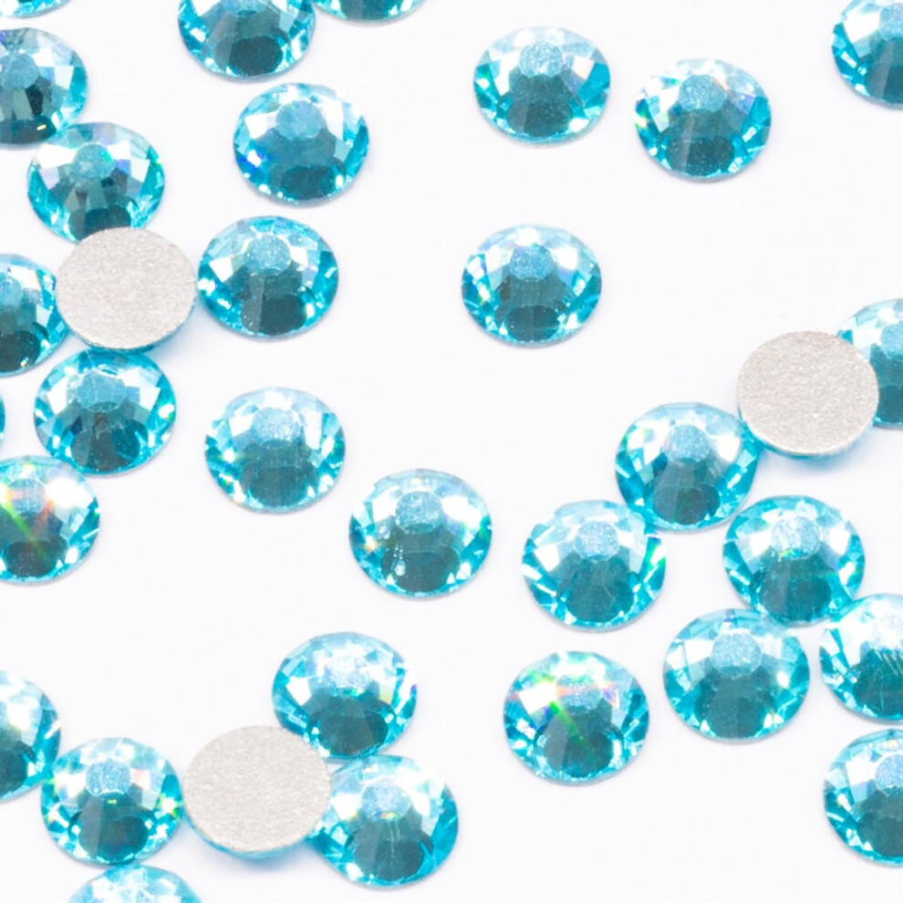 Qiipii 400Pcs Ss30 Aquamarine Nail Rhinestones Bulk 6Mm Water Blue Crystals Nail Art Nail Charms Flatback K9 Glass Lake Blue Gems Beads Stones Diamond