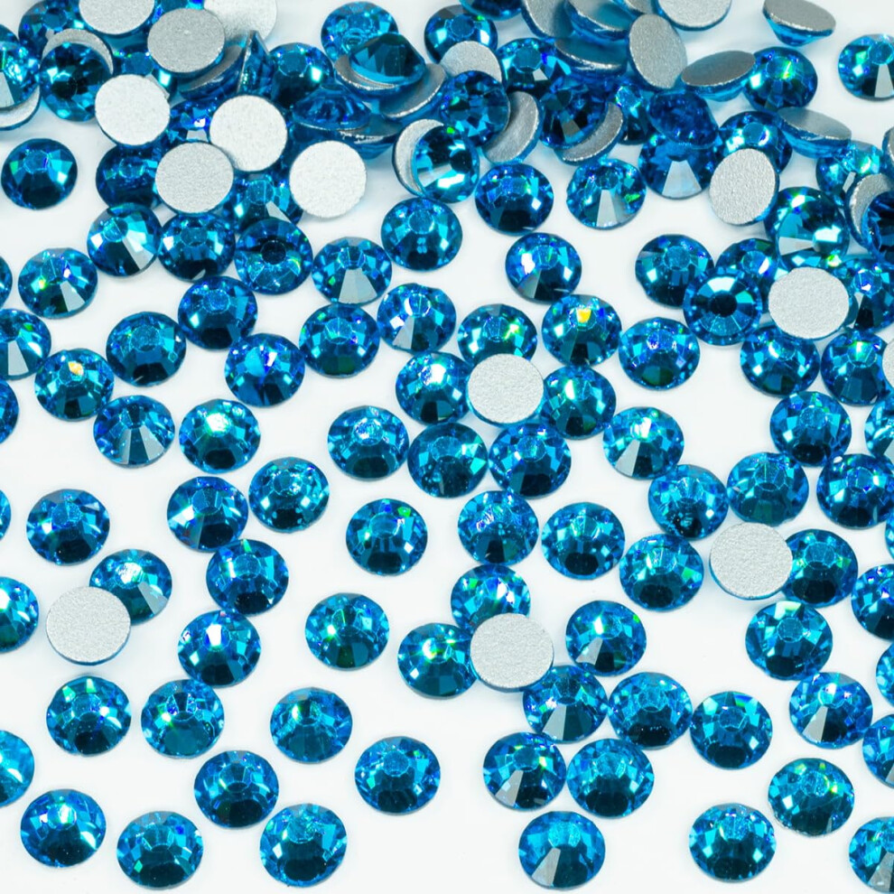 Qiipii Blue 1440Pcs Ss16 4.0Mm Capri Flatback Rhinestones Bulk K9 Glass Gems Round Beads Stones Diamonds Nail Charms Jewels Nail Art Supplies Dec
