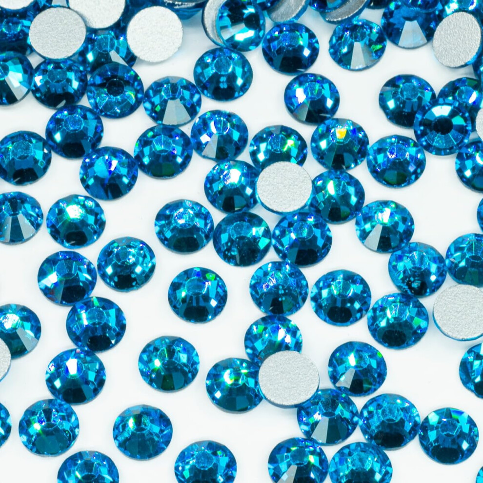 Qiipii Blue 1440Pcs Ss20 4.8Mm Capri Flatback Rhinestones Bulk K9 Glass Gems Round Beads Stones Diamonds Nail Charms Jewels Nail Art Supplies Dec