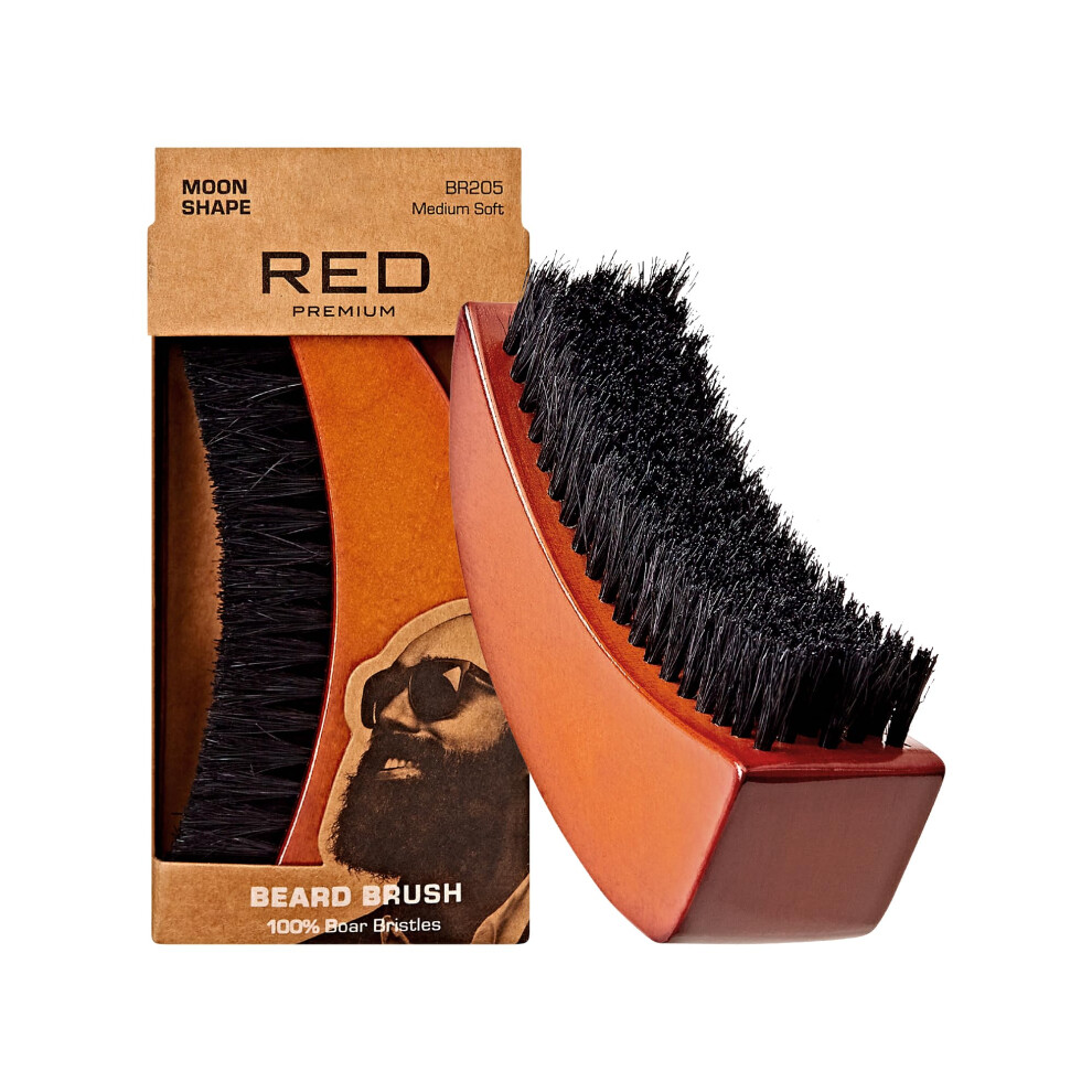 Punainen Kissilt Unisex Red By Kiss Beard Brush With 100% Natural Boar Bristles For Men Premium Wooden Brush Beards Mustaches Grooming Shaving Comb Tame And Soften Facial