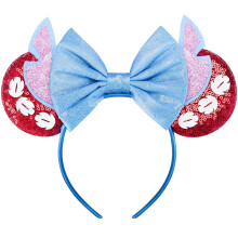 RAZKO Fascia per capelli, Ears Minnie Rosso con Paillettes per Accessori Femminili, Taglia Unica, 16 Fasce Disponibili