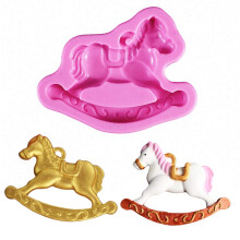 Hobbelpaard Taart Fondant Schimmel Houten Paard Rit op Siliconen Chocolade Snoep Schimmel Suiker Ambachtelijke DIY Baby Douche Taart Decoreren Gereed