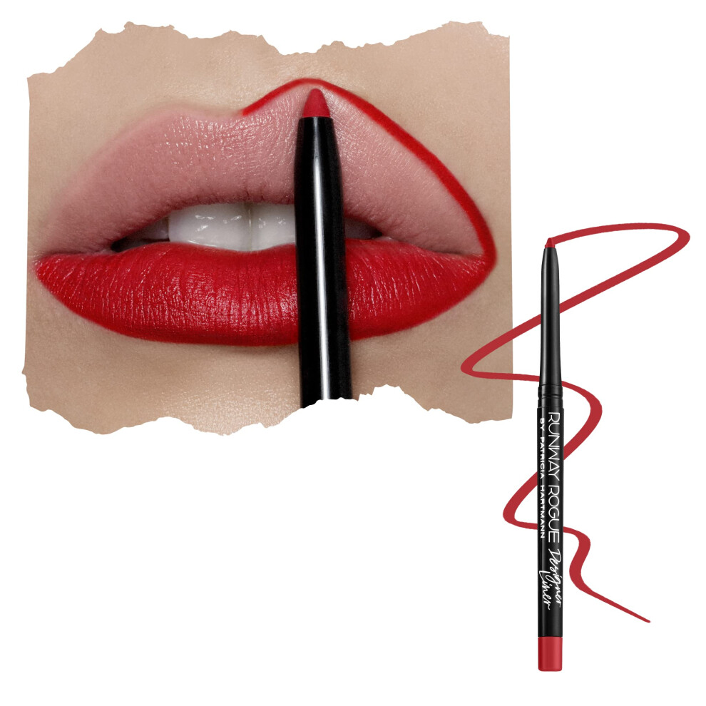 Runway Rogue Red Designer Liner Lip Pencil Matte Classic True- Lip-Liner Pencil And Lip-Liner Sharpener Statement Piece