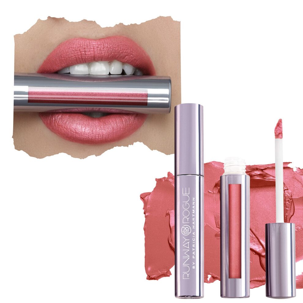 Runway Rogue White,Silver,Gold Pearl Glam Long Wear Shimmer Liquid Lipstick Coral-Pink Lipstick With Silver And Gold Shimmer Starlet