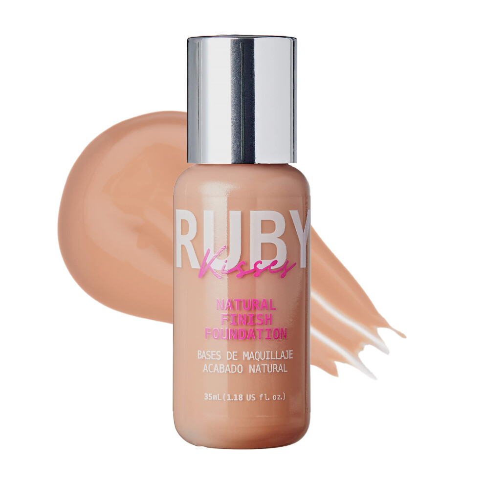 Ruby Kysser Ruby Kisses Liquid Foundation Medium Coverage Lightweight Natural Finish Face Makeup For All Skin Type Korean Makeup (Rich Tan)