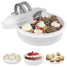 Southern Homewares Taartdrager met deksel en handvat 3-in-1 - Plastic taartcontainer voor taarten Taarten Cupcakes Muffins Dessert Taart Transportcon