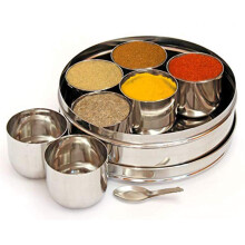 Bote pices Masala Dabba en acier inoxydable, rcipients pices Masala Dabba, 7 compartiments, bote pices indienne, bote pices de cu