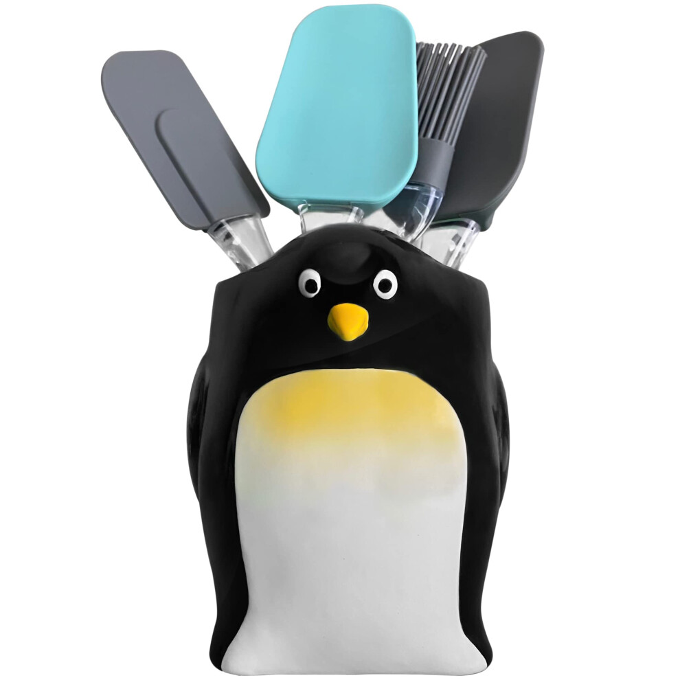 Sixdrop Penguin Kitchen Utensil Holder - Cute Storage Crock - Penguin Holiday Office Home Decoration - Penguin Theme Party Accessories Lover Gift - De-image-OPC-PHDT8JM-NEW