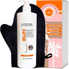 Sun Laboratoreis By Giesee Ultra Dark Self Tanner Lotion 32 uncje z rekawica samoopalajaca - Bardzo ciemny samoopalacz Balsam samoopalajacy Sunless T