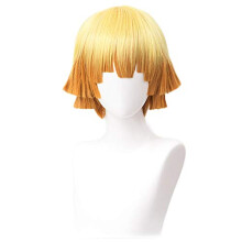 SL Pruik voor Zenitsu Cosplay Kostuum DS Kort Oranje Ombre Cosplay Pruiken voor Volwassenen met Cap voor Halloween Party