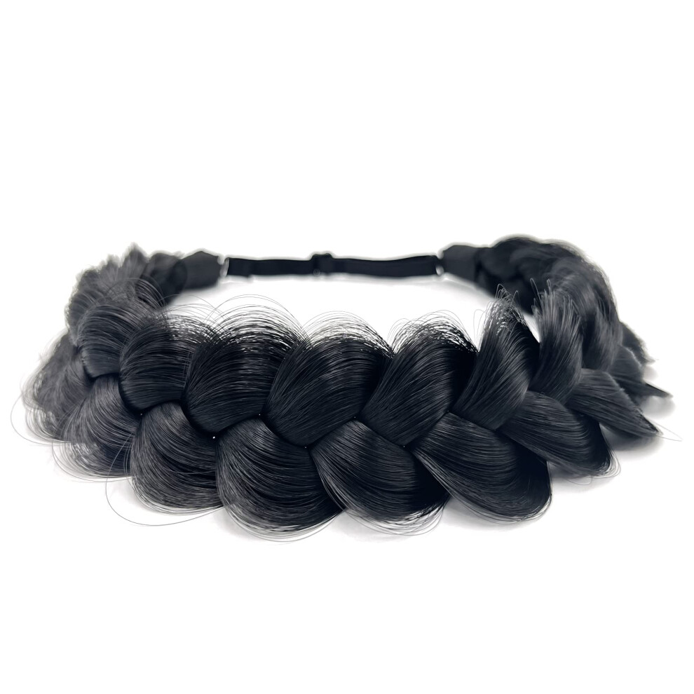 Sthejfb Braid Headband 2 Strands Messy Classic Chunky Plaited Wide Braids Elastic Stretch Quality Synthetic Braided Headband Women Girl Bohemian Hair