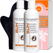 Sun Laboratories By Giesee Dark Sunsation Zelfbruinende Lotion 8 oz 2 Pack met Tanning Mitt - Biologische zelfbruiner Sunless Tanner Sun Labs Zeer do