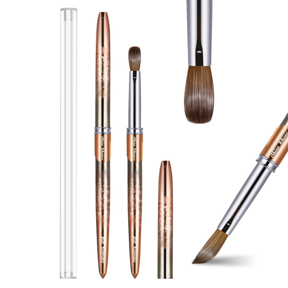 Shine Chance Pennello Per Unghie In Acrilico Taglia 8 Pennello Per Unghie Kolinsky Art 100% Autentico Per Applicazione Di Polvere Acrilica Strume-image