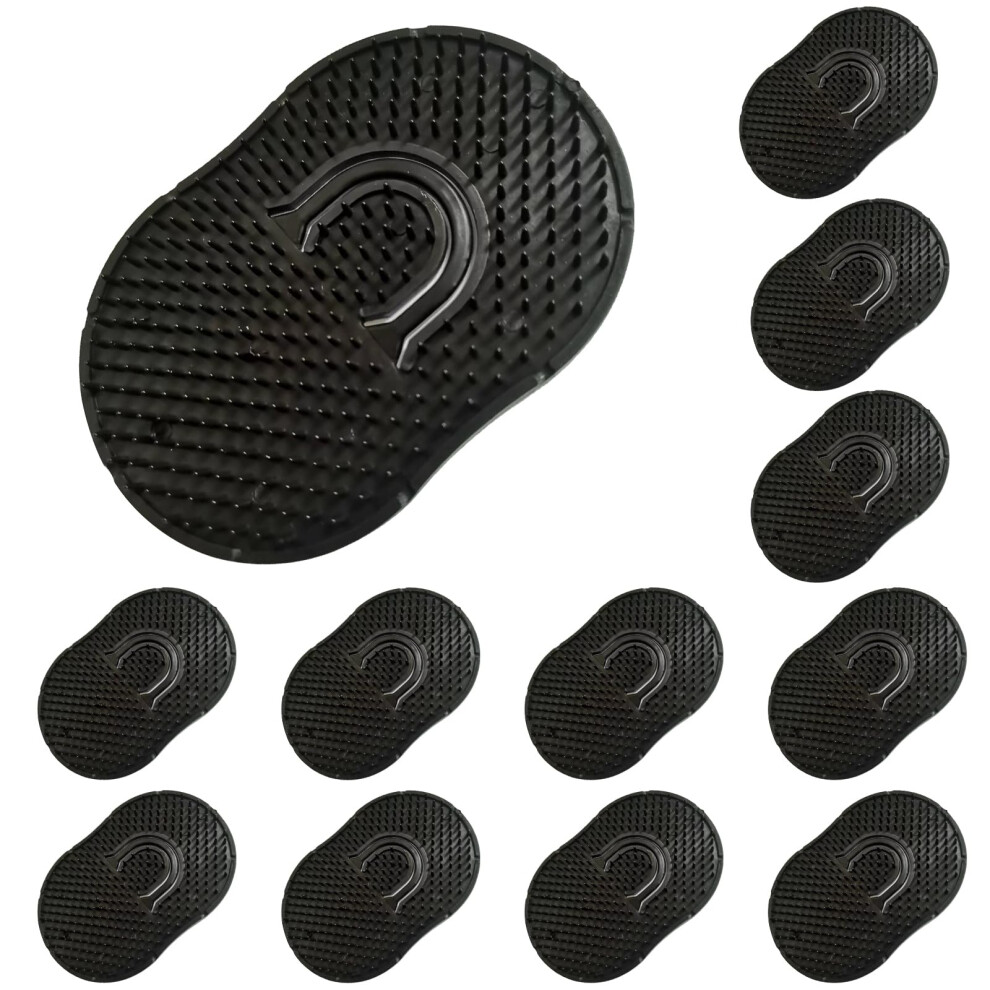 Pehme Tyyli Soft 'N Style 12 Packs Pocket Palm Combs Shampoo Comb Massager Hair Brush Comb Scalp Massager Brush Comb Wave Brush Palm Hair Brush (Black)