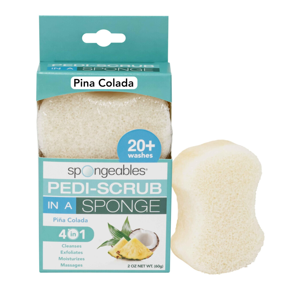 Esponjas Spongables Pedi Scrub Foot Exfoliating 20+ Wash Sponge Pina Colada 1 Count