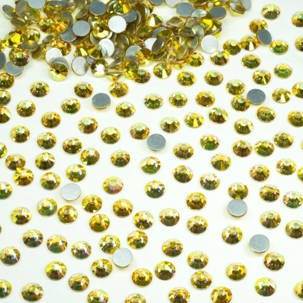 Qiipii Golden Sunshine Nail Rhinestones 2880Pcs Ss10 Bulk Metallic Sunshine Nail Art Round Crystals K9 Glass Flatback Gems Beads Stones Diamonds Gluefix For