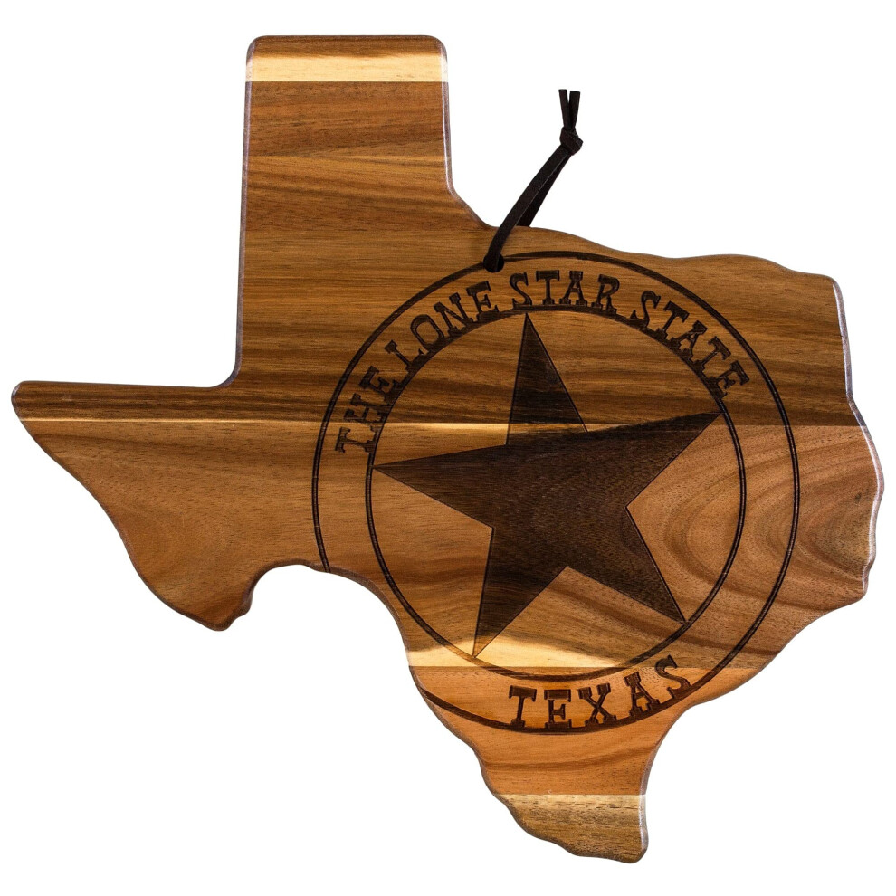 Totally Bamboo Rock & Branch Origins Series Texas State Shaped Cutting Board and Charcuterie Serving Tray Includes Hang Tie for Wall Display