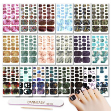 Teennagellakstrips Marmerprint DANNEASY 20 vellen zelfklevende nagelstickers Volledige nagelwraps Manicureset 1 st nagelvijl nagelriemstok
