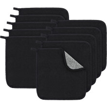 Tudomro 10 Pcs Exfoliating Washcloths Double Sided Man Wash Cloths Body Face Exfoliating Scrub Cloths for Shower Men Women(10 x 10 Inch Black)