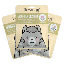 The Creme Shop Animal Sheet Mask Koreanisches feuchtigkeitsspendendes Kollagen-Vitamin-C-Anti-Aging  3er-Pack (Lama)