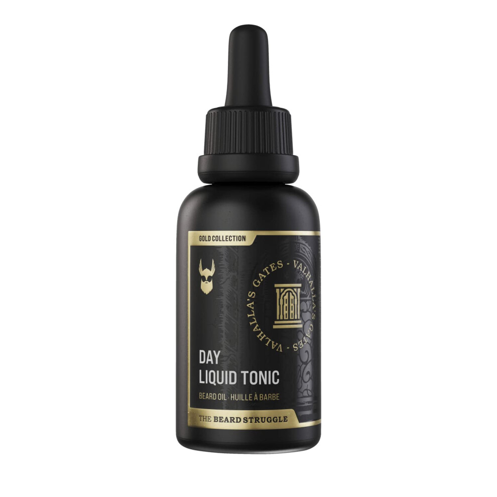 The Beard Struggle Gold - Day Liquid Tonic Beard Oil - Collection Valhalla's Gates - Beard Oil For Men - Moisturize Softens Hair Reduces Itch - Day
