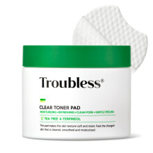 Troubless Clear Toner Pad voor Gezicht | Zachte Peeling & Kalmerende Toner met Tea Tree, 60 pads (5.57 oz)