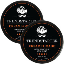 TRENDSTARTER - CR?E POMADE (4oz) (PAKKET van 2) - Medium hold - Lage glans - Waterbasis, hele dag vasthouden Premium haarstylingplamuurproducten