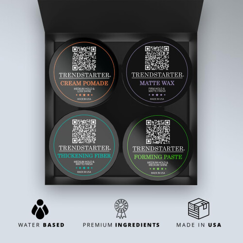 TRENDSTARTER - Matte Premium Pomade Sample Pack - Cream, Wax, Paste, Fiber (Vier 0.25oz Monsters) 2